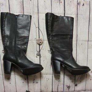 Torrid Black Quilted High Heel Boots with Zipper